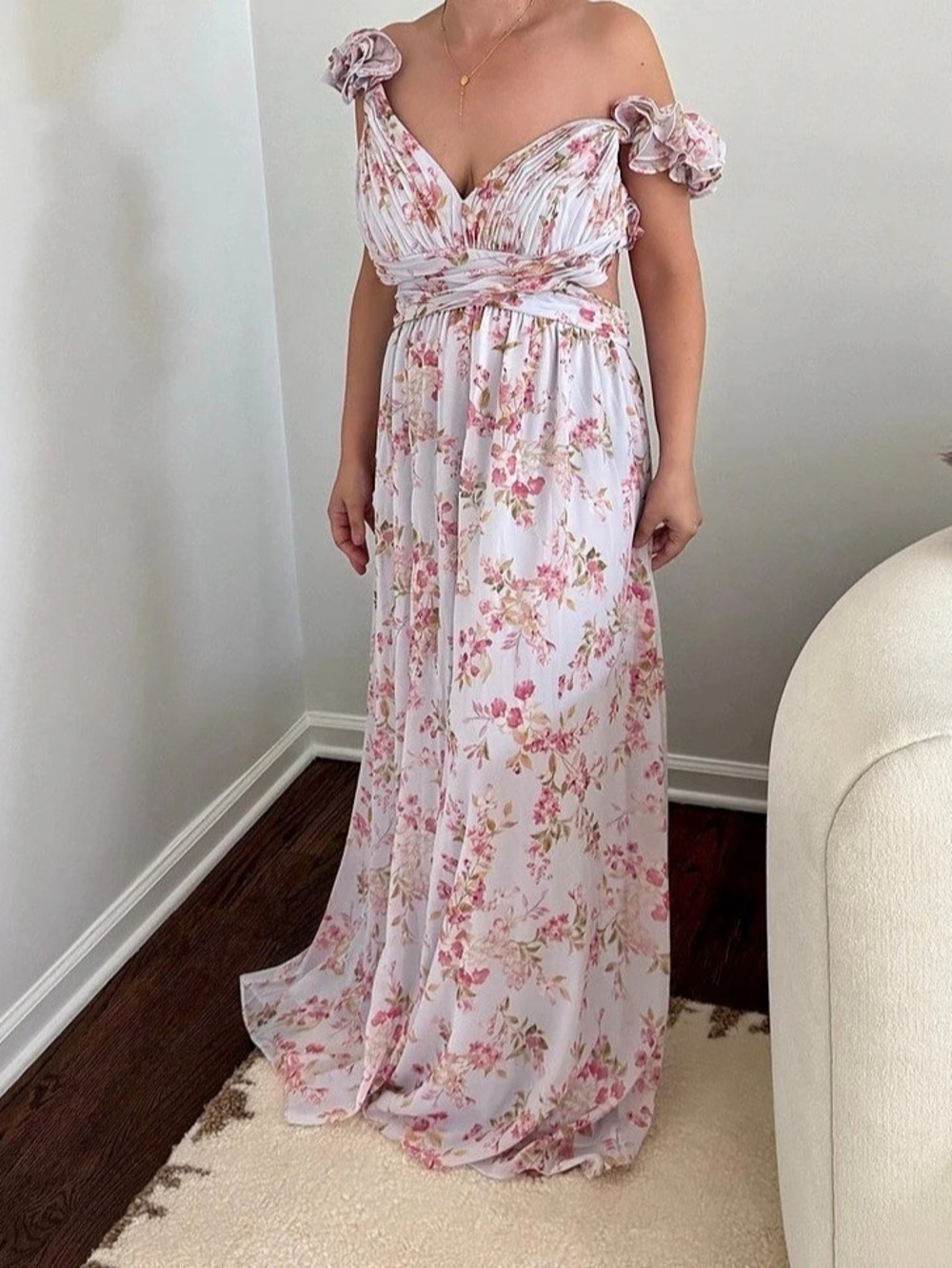 Ever New Floral Maxi Dress in Pink & White Size 8 Like New